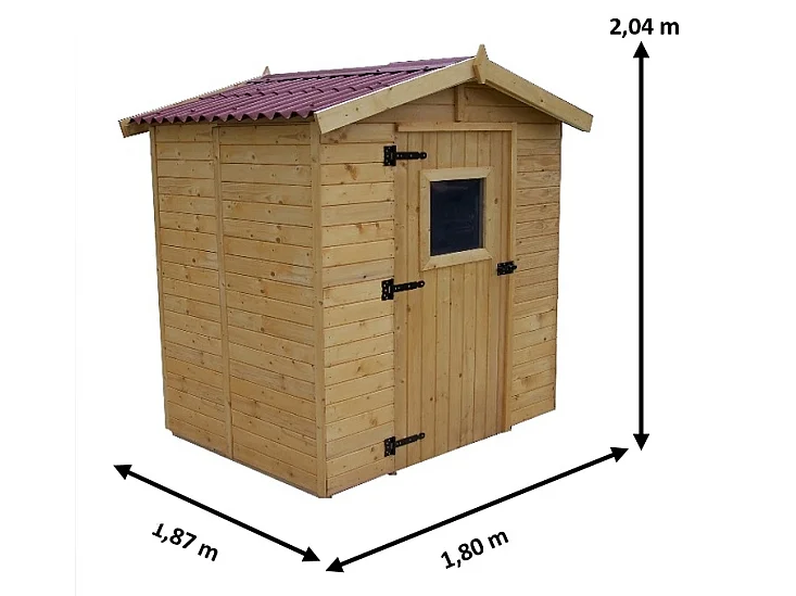 ABP6-Abri, Epicéa panneaux 16mm, 1.80 x 1.90m, 3.40m²