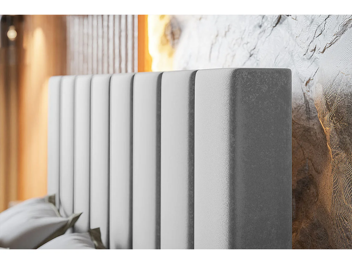 Emporius Lit avec Rangment 180 x 200 cm Moris - Tissu Velours & Sommier, Lit adulte 180x200 cm - Velvet Noir (Jasmine 100)