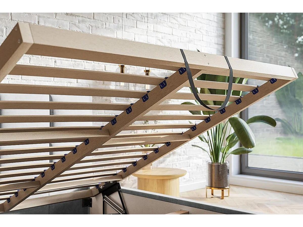 Emporius gestoffeerd bed 160 x 200 Fado - tweepersoonsbed met opbergruimte - fluweel Zwart (Jasmine 100)