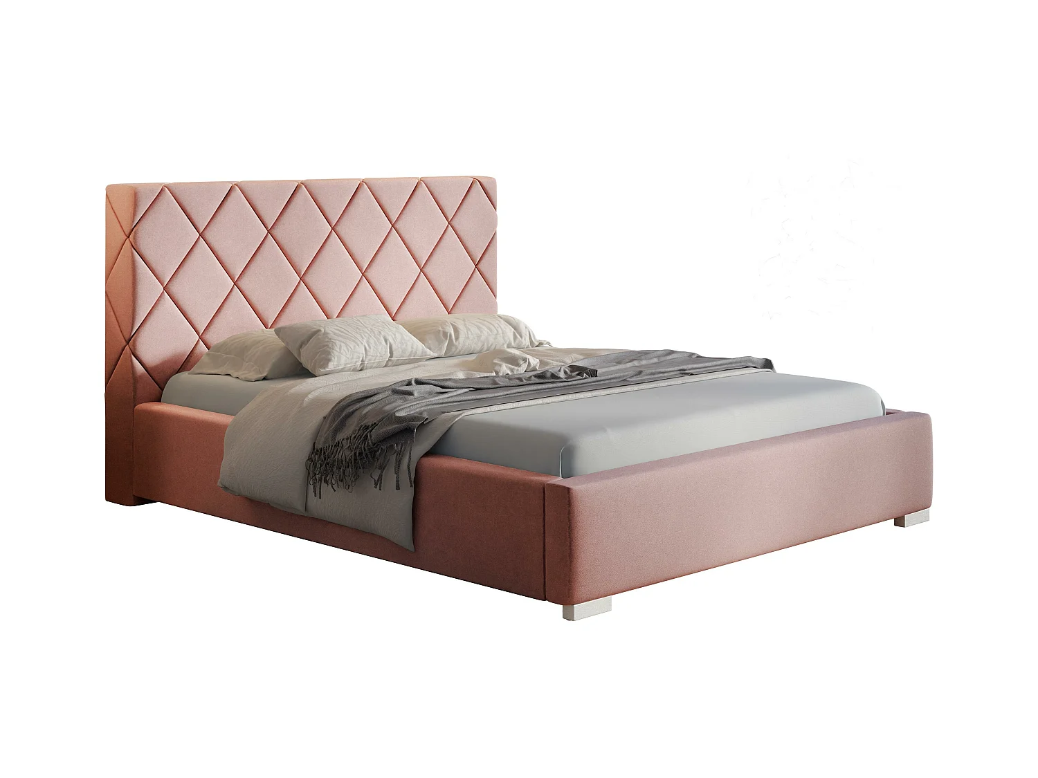 Emporius Lit rembourré 140x200 Aron - Lit double avec Rangement, Lit 140x200 cm Rose (Jasmine 61)