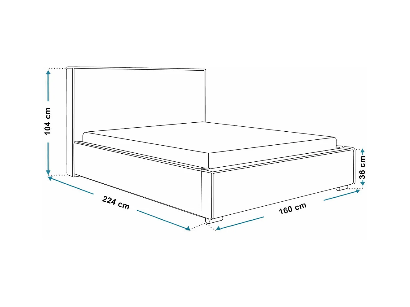 Emporius lit double 140 x 200 Sydney - Lit avec Rangement, Meubles de fabricant - Lit design tissu Beige (Amor Velvet 4323)