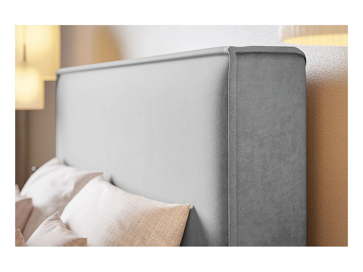 Emporius lit double 140 x 200 Sydney - Lit avec Rangement, Meubles de fabricant - Lit design tissu Beige (Amor Velvet 4323)