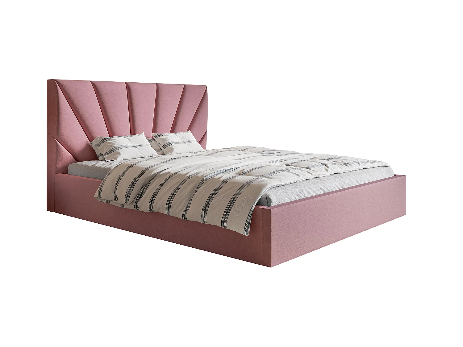 Emporius Lit double 140 x 200 cm Aris - Lit Adulte avec Rangment, Lit adulte - Tissu Velvet - Rose (Jasmine 61)