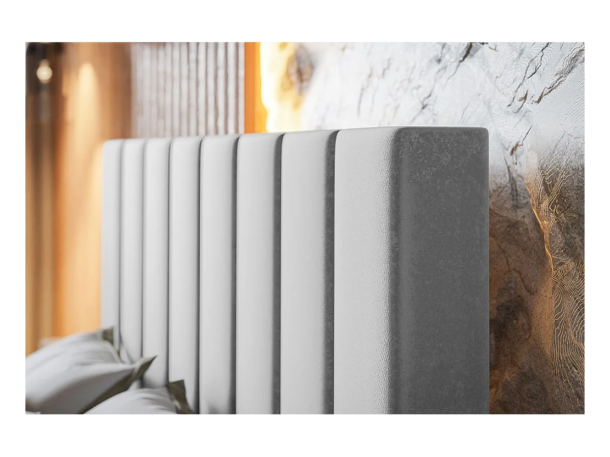 Emporius Lit avec Rangment 160 x 200 cm Moris - Tissu Velours & Sommier, Lit adulte 160x200 cm - Velvet Noir (Jasmine 100)