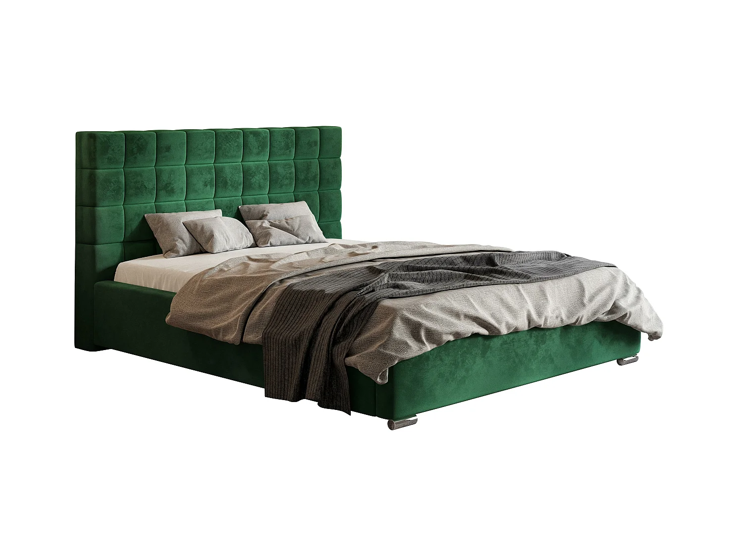 Emporius Lit 160x200 adulte avec Rangement Noris - Lit double Lit rembourré avec Tete de Lit - Velvet Vert (Amor Velvet 4311)