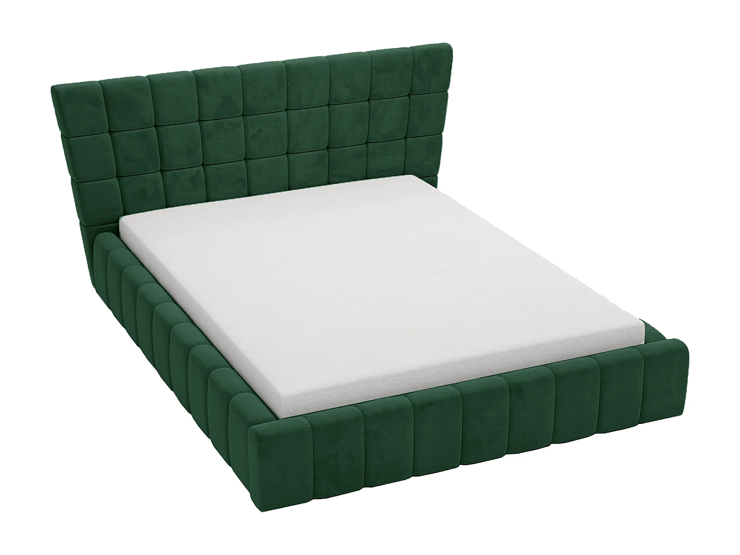 Emporius Deluxe łóżko tapicerowane 140x200 cm - łóżko przeszywane w nowoczesnym stylu - pojemnik i stelaż, tkanina aksamitna, zielony (Magic Velvet 2225)
