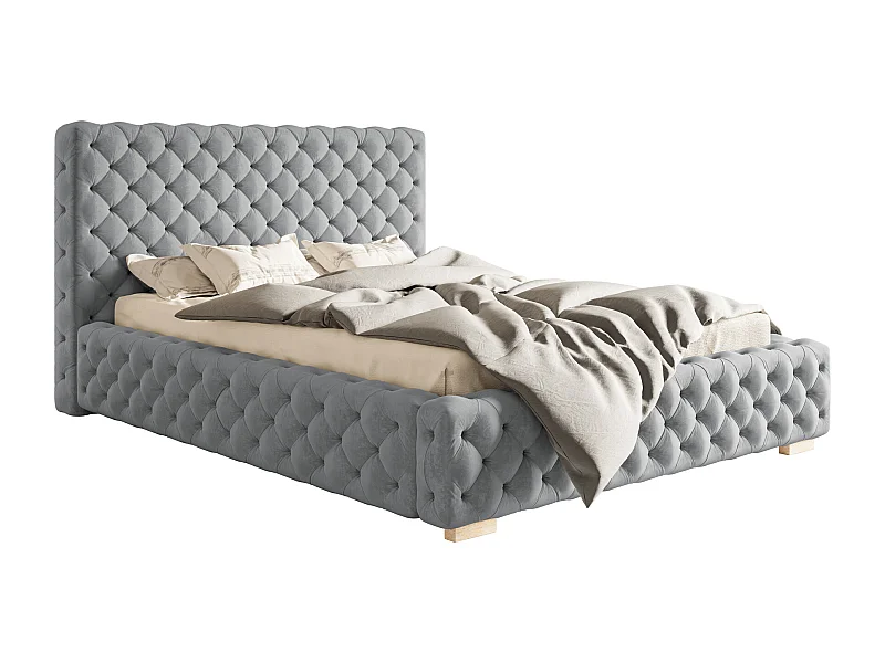 Emporius Lit coffre 180x200 Adonis - Lit avec Tete de Lit - Lit avec Rangement, stoff lit Gris clair (Jasmine 90)
