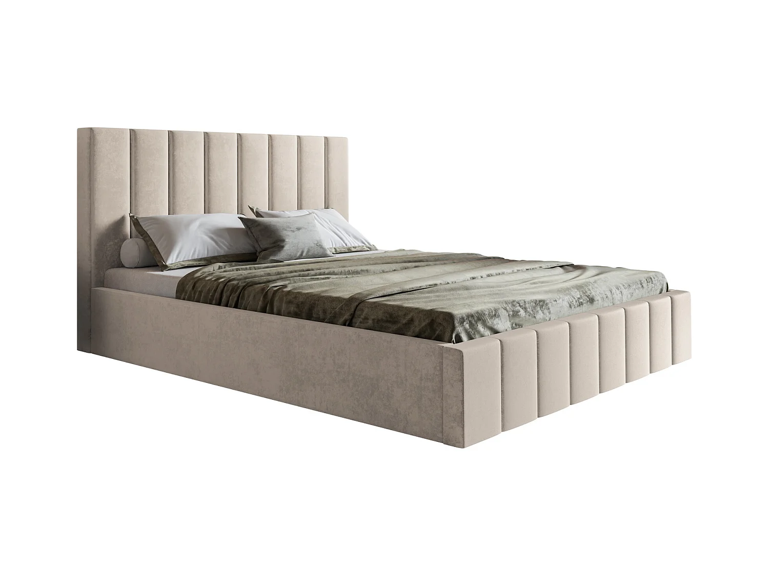 Emporius tweepersoonsbed 180 x 200 cm Moris - bed met opbergruimte, bed 180x200 cm - fluweel Beige (Jasmine 21)