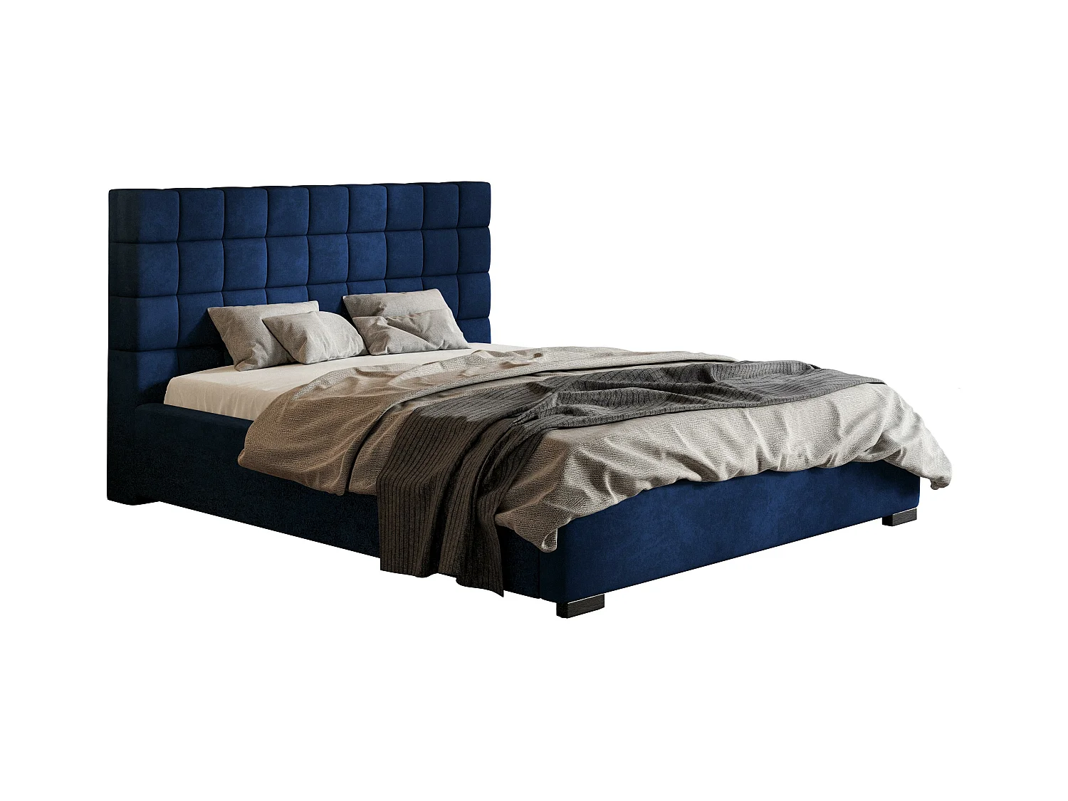 Emporius Lit 180x200 adulte avec Rangement Noris - Lit double Lit rembourré avec Tete de Lit - Velvet Bleu (Kronos 09)