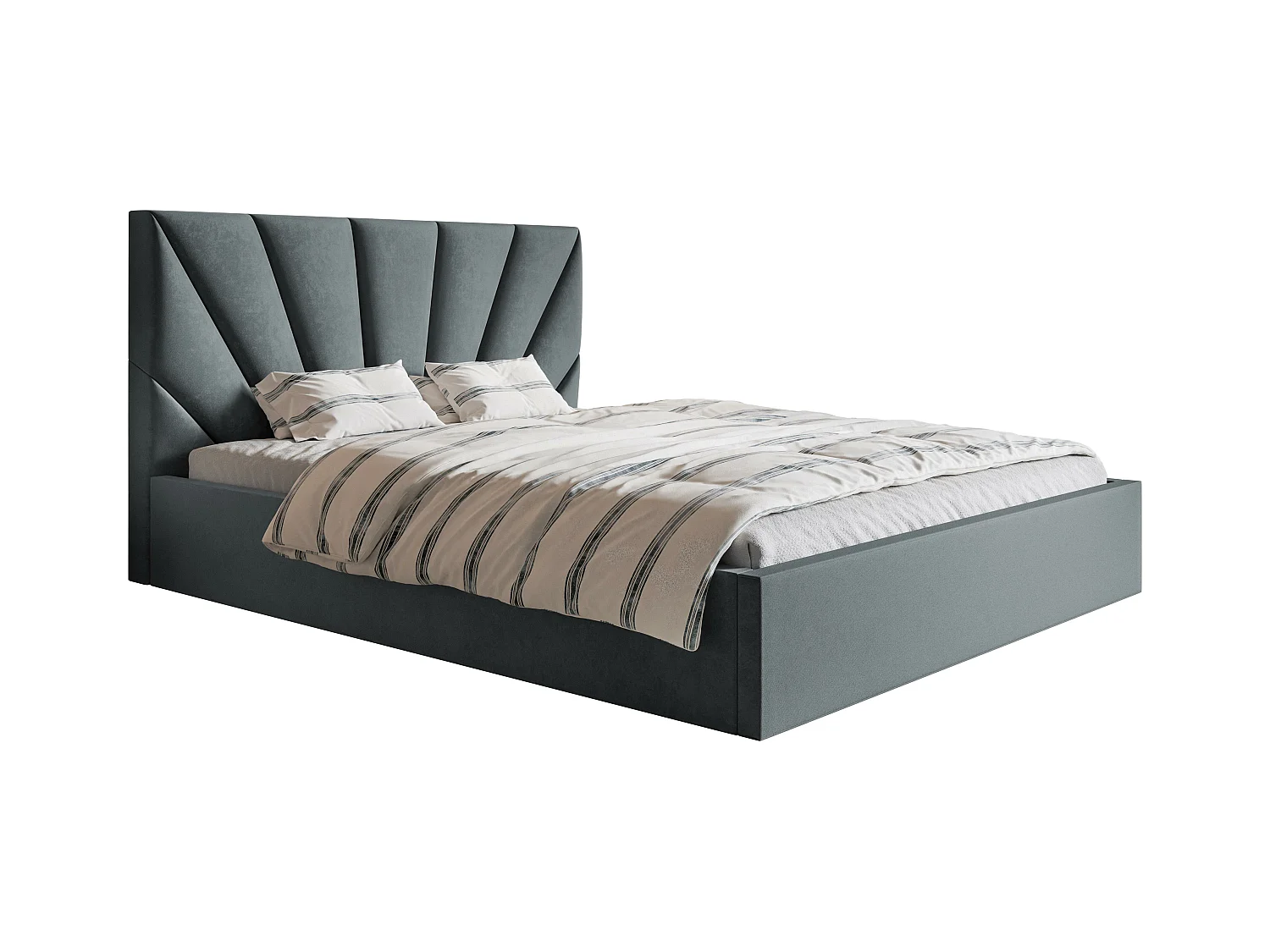 Emporius Lit double 180 x 200 cm Aris - Lit Adulte avec Rangment, Lit adulte - Tissu Velvet - Gris foncé (Jasmine 96)
