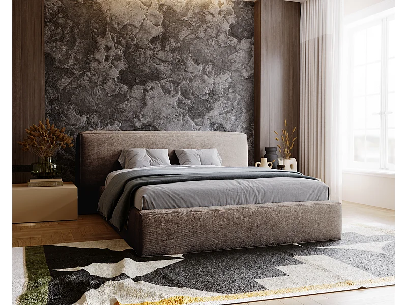 Emporius Lit 160x200 cm Vitoria - Lit adulte avec Tete de Lit, avec Rangement - Lit Brun (Symphony 6)