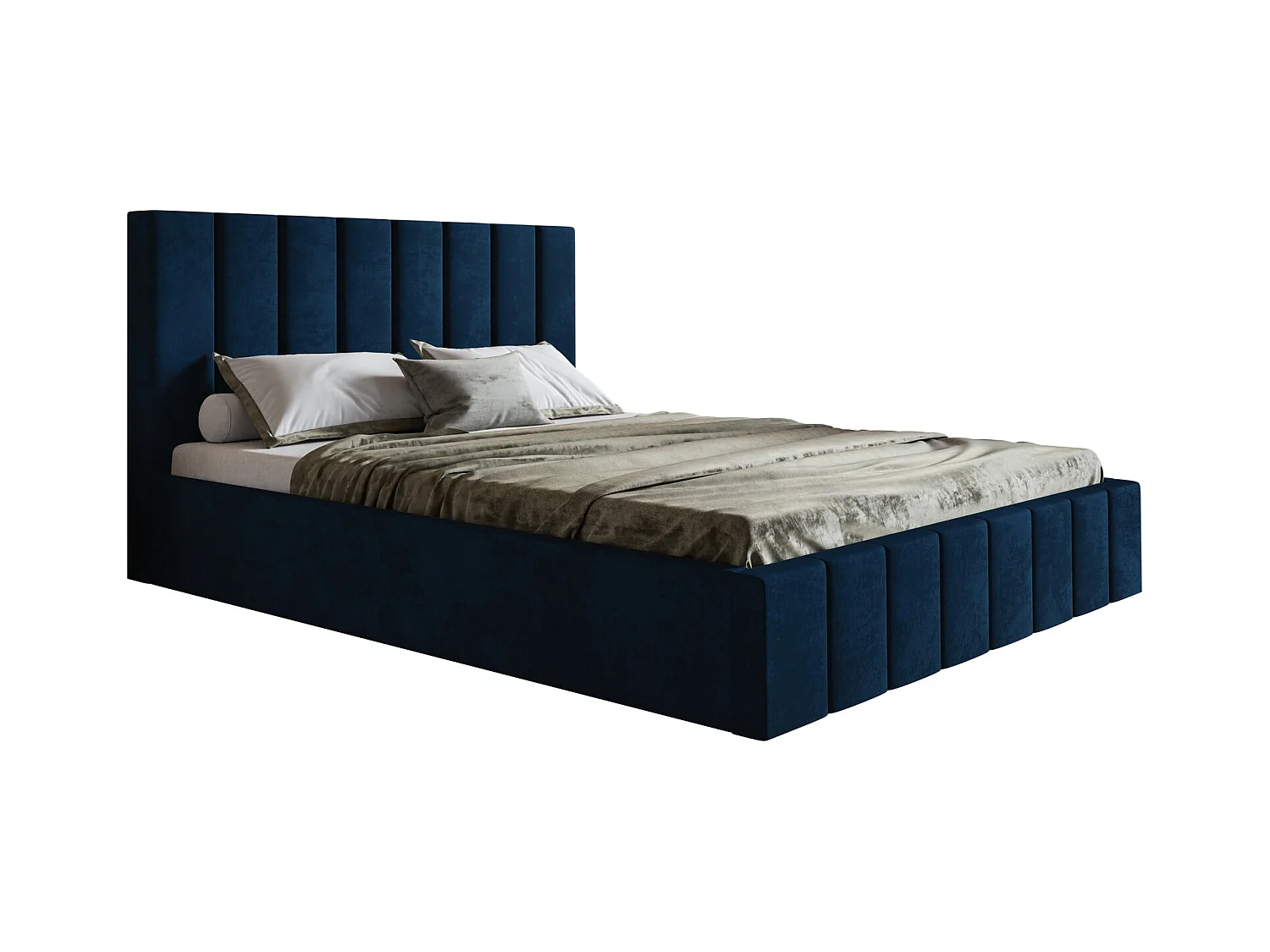 Emporius tweepersoonsbed 180 x 200 cm Moris - bed met opbergruimte, bed 180x200 cm - fluweel Blauw (Kronos 09)