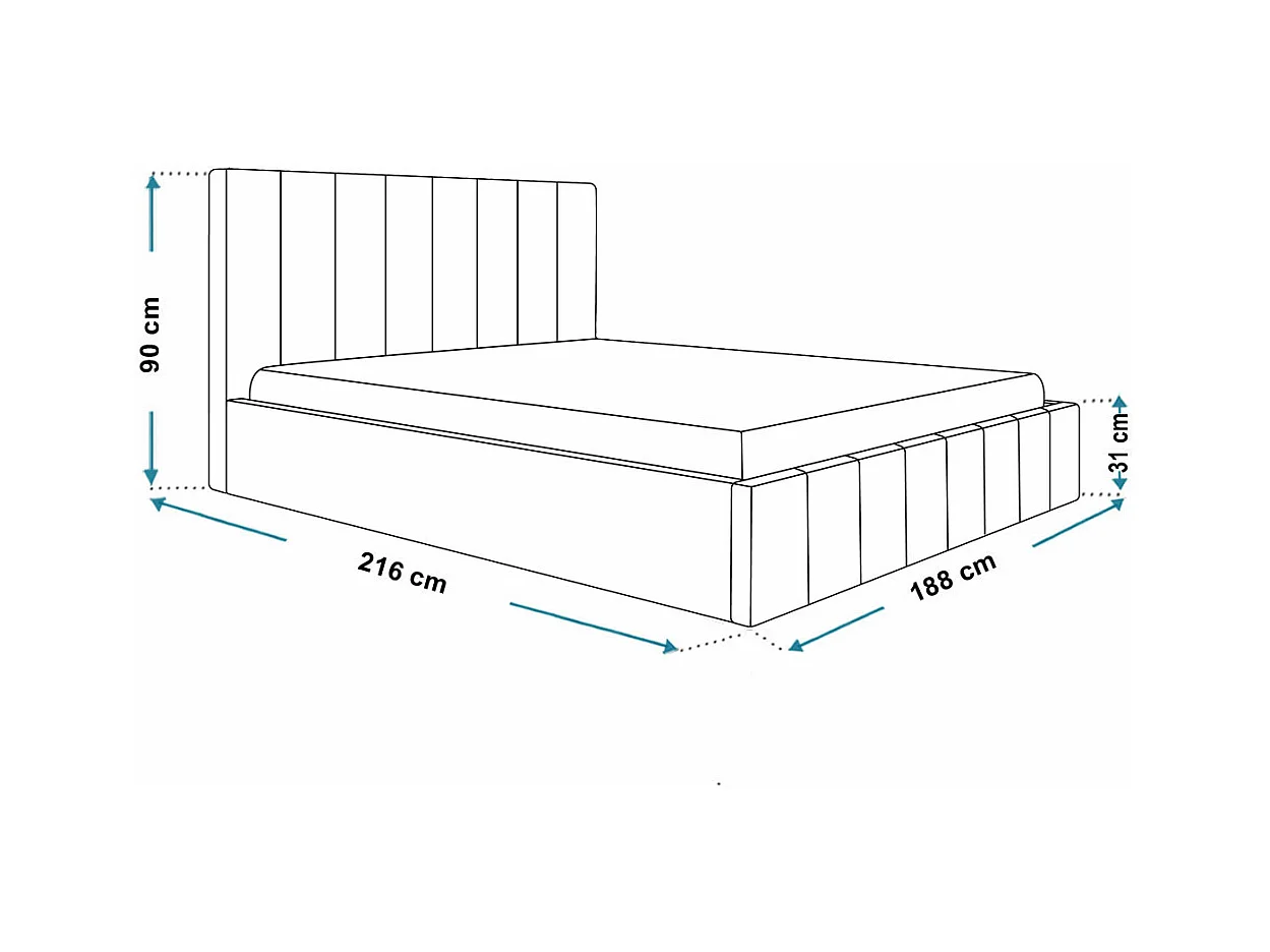 Emporius Lit avec Rangment 180 x 200 cm Moris - Tissu Velours & Sommier, Lit adulte 180x200 cm - Velvet Bleu (Kronos 09)