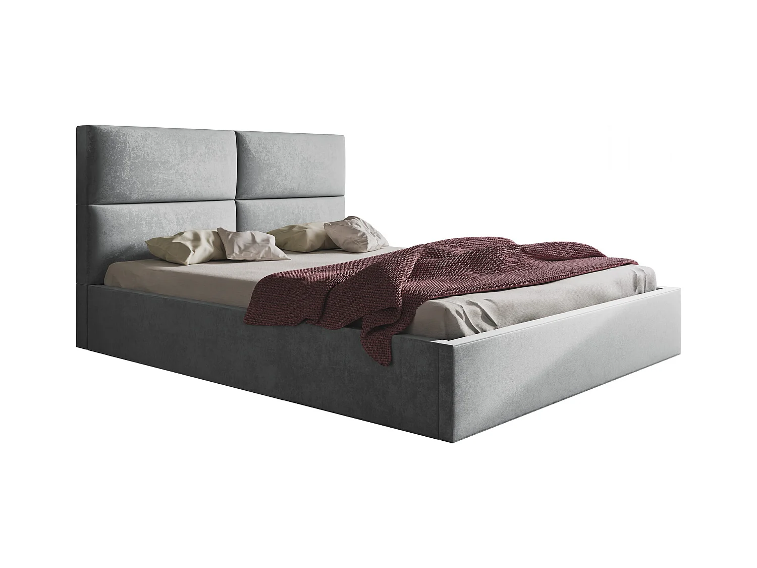 Emporius Lit coffre 140 x 200 cm Terra - Lit adulte 140x200 - Lit rembourré avec Rangment, Tissu Velvet - Gris clair (Jasmine 90)