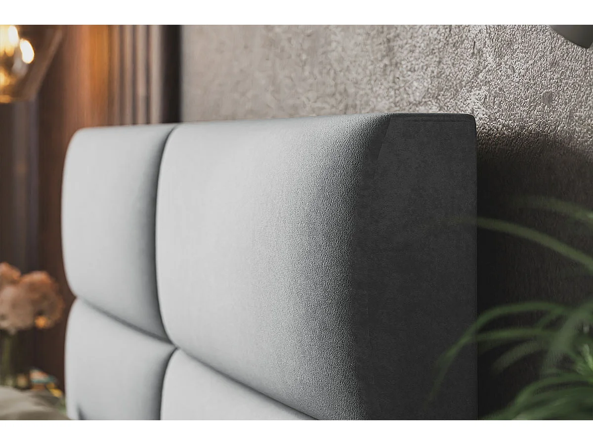 Emporius Lit coffre 140 x 200 cm Terra - Lit adulte 140x200 - Lit rembourré avec Rangment, Tissu Velvet - Gris clair (Jasmine 90)