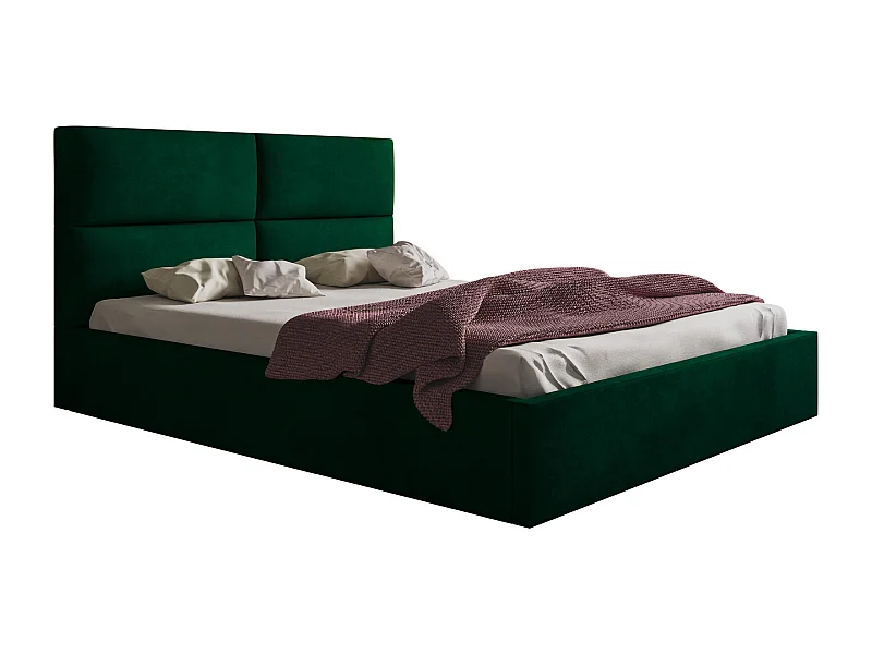 Emporius Lit coffre 180 x 200 cm Terra - Lit adulte 180x200 - Lit rembourré avec Rangment, Tissu Velvet - Vert (Monolith 37)