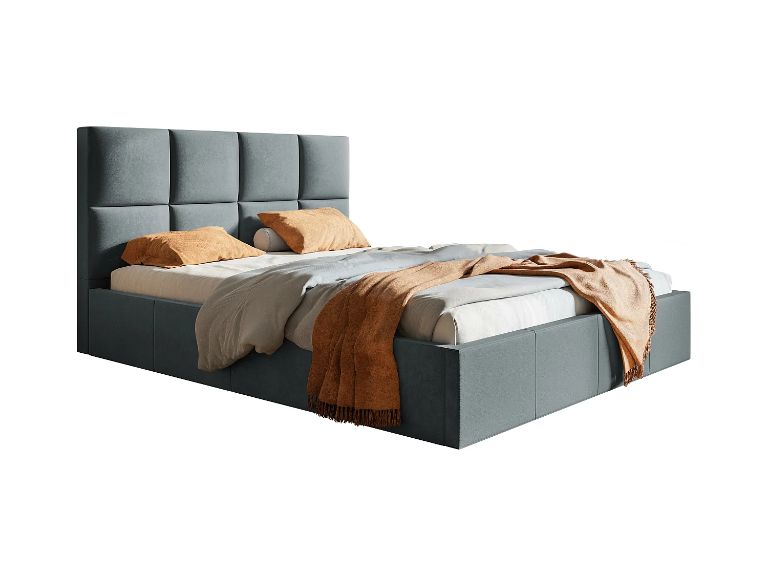 Emporius Lit rembourré 180 x 200 Fado - Lit Adulte avec Rangment, Tête de Lit - Tissu Velvet - Gris foncé (Jasmine 96)