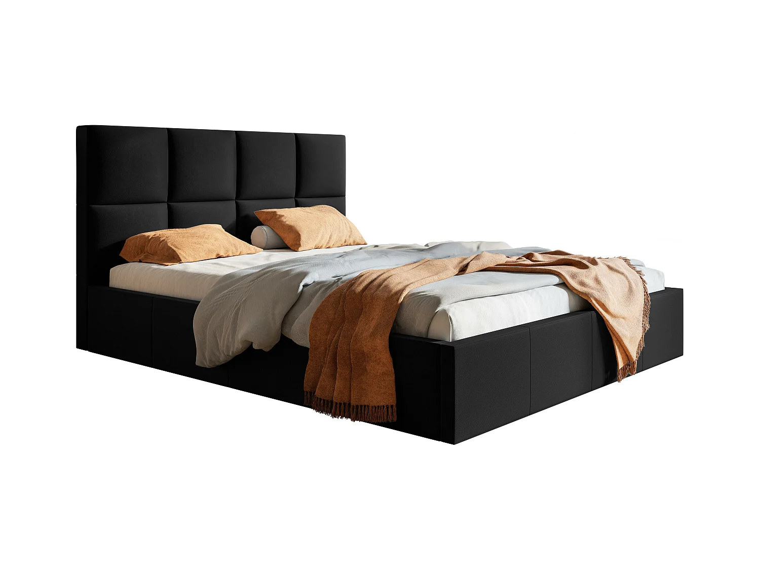 Emporius Lit rembourré 180 x 200 Fado - Lit Adulte avec Rangment, Tête de Lit - Tissu Velvet - Noir (Jasmine 10)