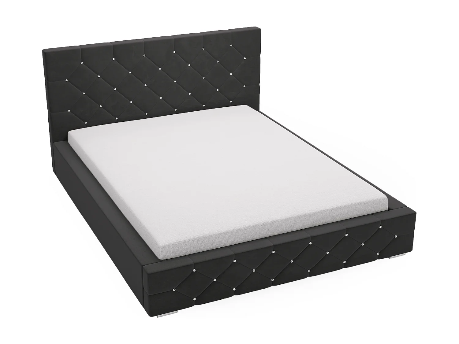 Emporius Lit capitonné 160x200 Solar, Lit double 160 x 200 cm, lit adulte avec Rangment, stoff Velours Noir (Magic Velvet 2219)