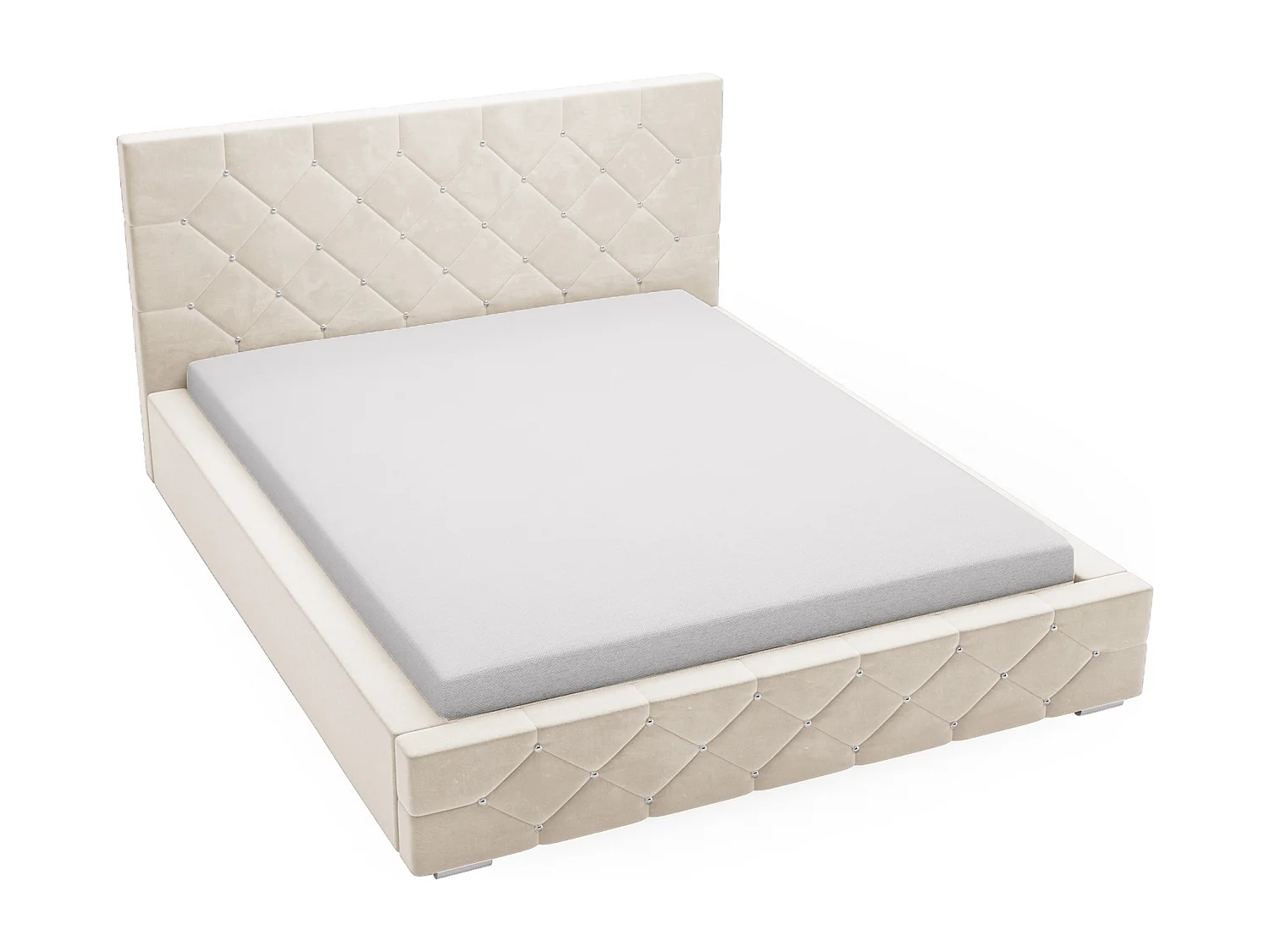 Emporius Lit capitonné 180x200 Solar, Lit double 180 x 200 cm, lit adulte avec Rangment, stoff Velours Beige (Magic Velvet 2201)