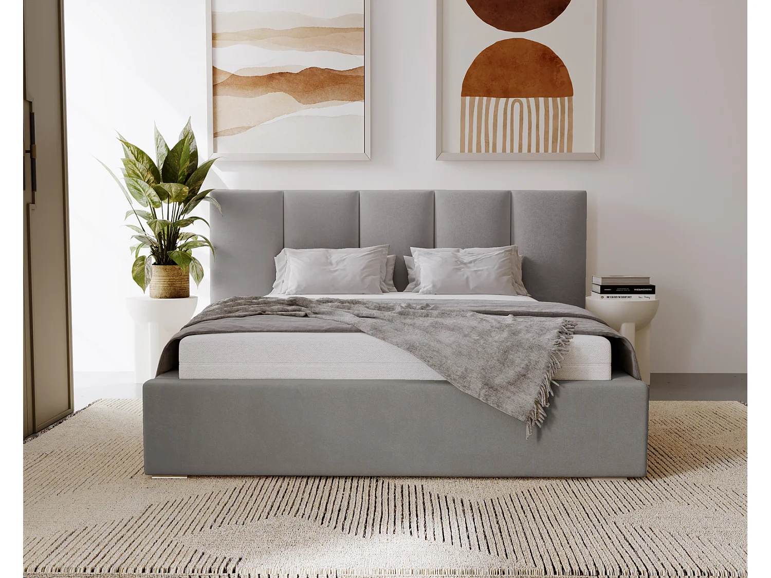 Emporius Polsterbett 140x200 Roma Slim - Bett vom Hersteller, mit Bettkasten, Velvet stoff, dickem Schaumstoff (Grün  - Amor Velvet 4311)