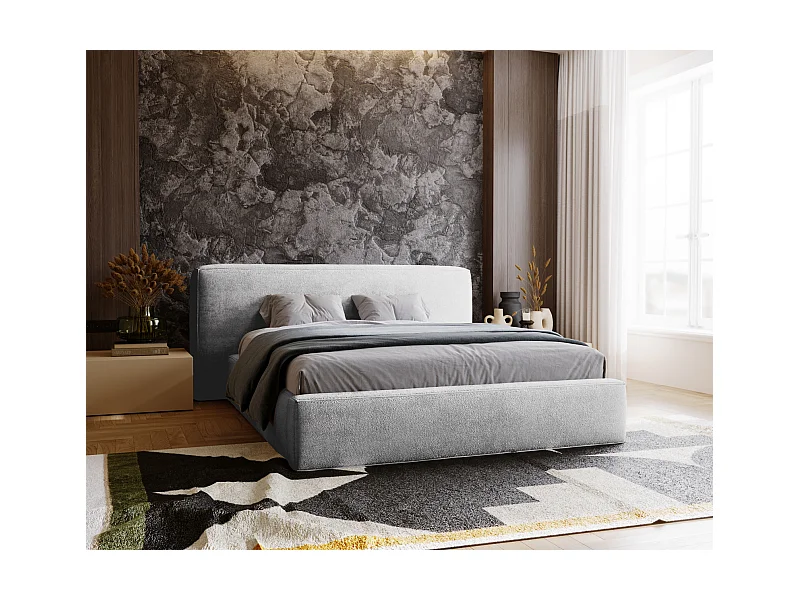Emporius Lit 180x200 cm Vitoria - Lit adulte avec Tete de Lit, avec Rangement - Lit Gris clair (Symphony 19)