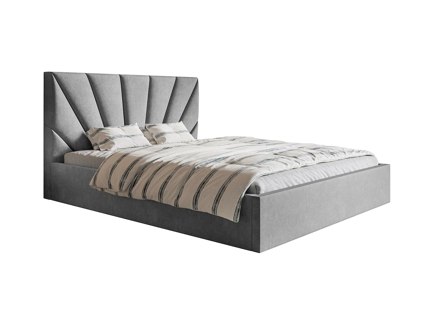 Emporius Lit double 160 x 200 cm Aris - Lit Adulte avec Rangment, Lit adulte - Tissu Velvet - Gris clair (Jasmine 90)