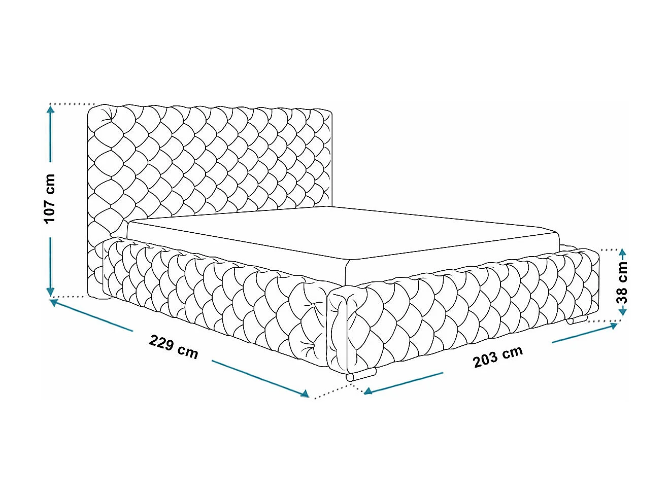 Emporius tweepersoonsbed 180x200 cm Adonis - glamourstijl, gestoffeerd bed, bed Donkergrijs (Jasmine 96)