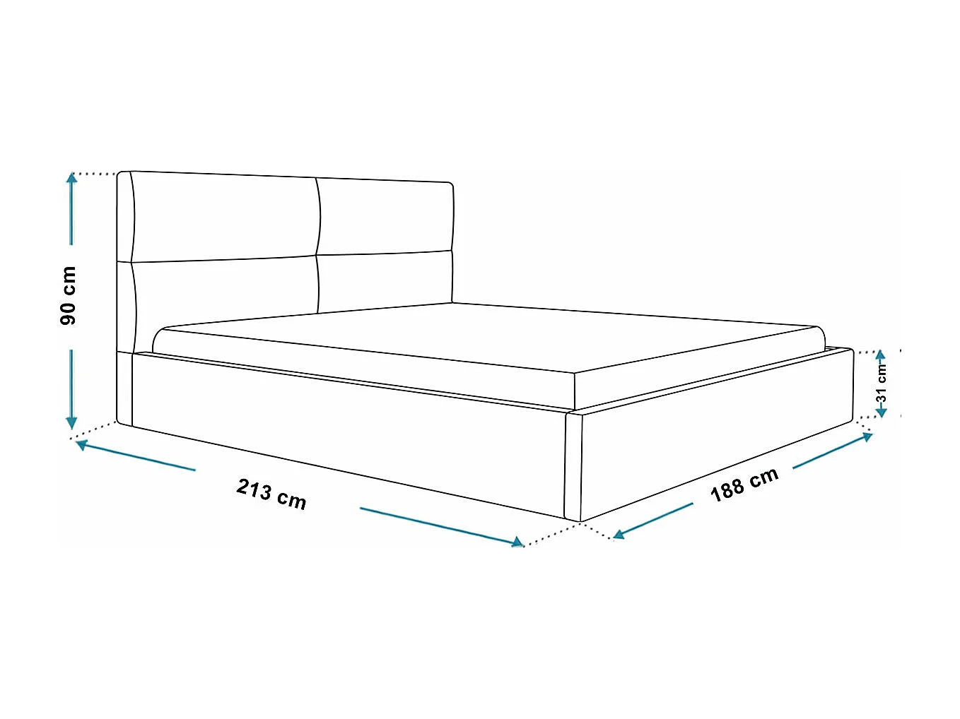 Emporius Lit coffre 180 x 200 cm Terra - Lit adulte 180x200 - Lit rembourré avec Rangment, Tissu Velvet - Gris clair (Jasmine 90)