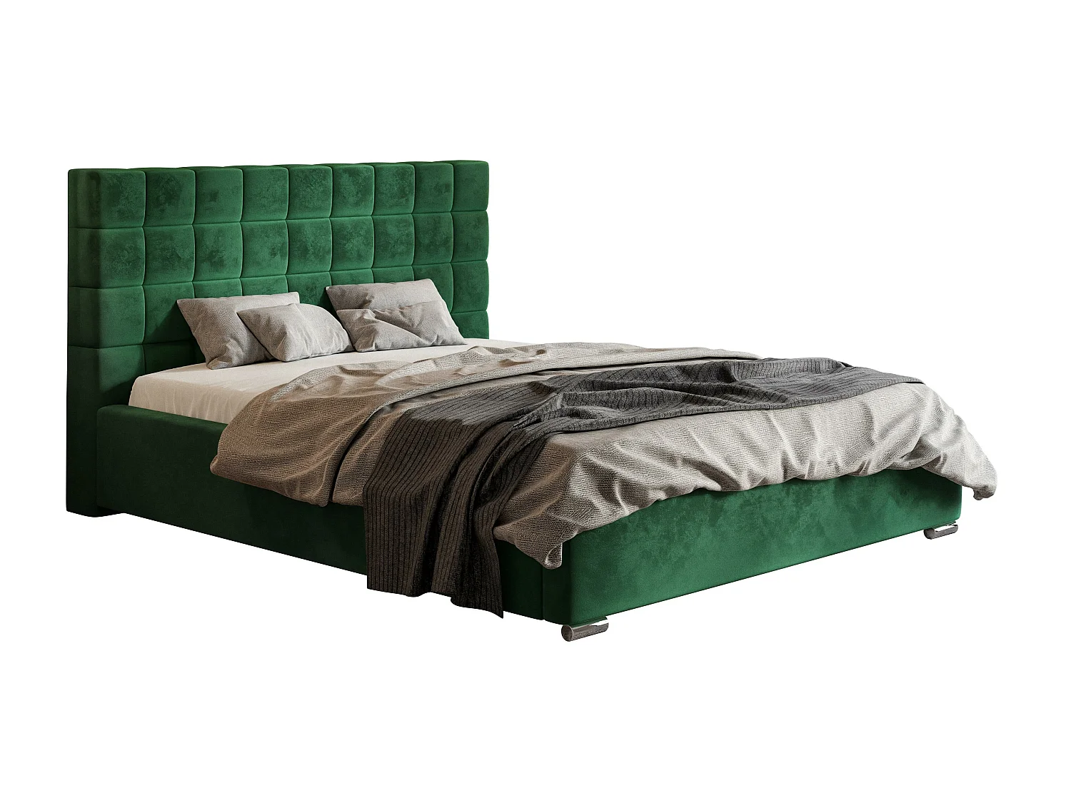 Emporius gestoffeerd bed 180x200 met opbergruimte Noris - tweepersoonsbed, lattenbodem - Groen (Amor Velvet 4311)
