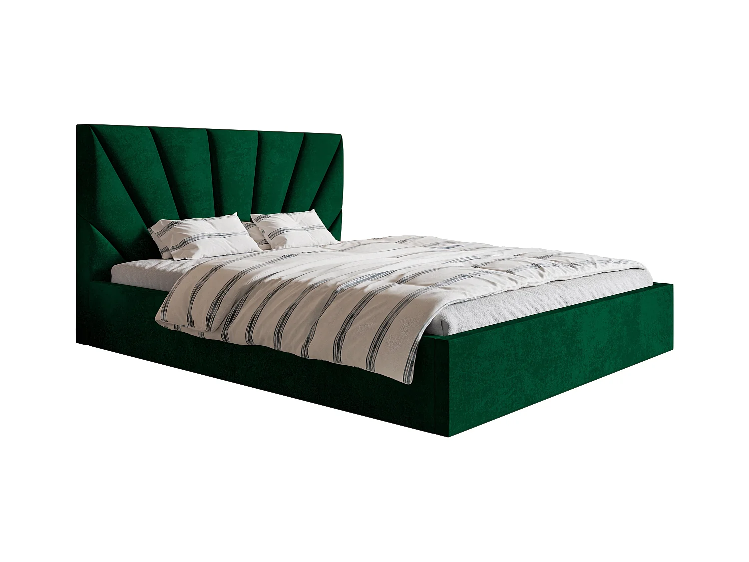 Emporius Lit double 180 x 200 cm Aris - Lit Adulte avec Rangment, Lit adulte - Tissu Velvet - Vert (Kronos 19)