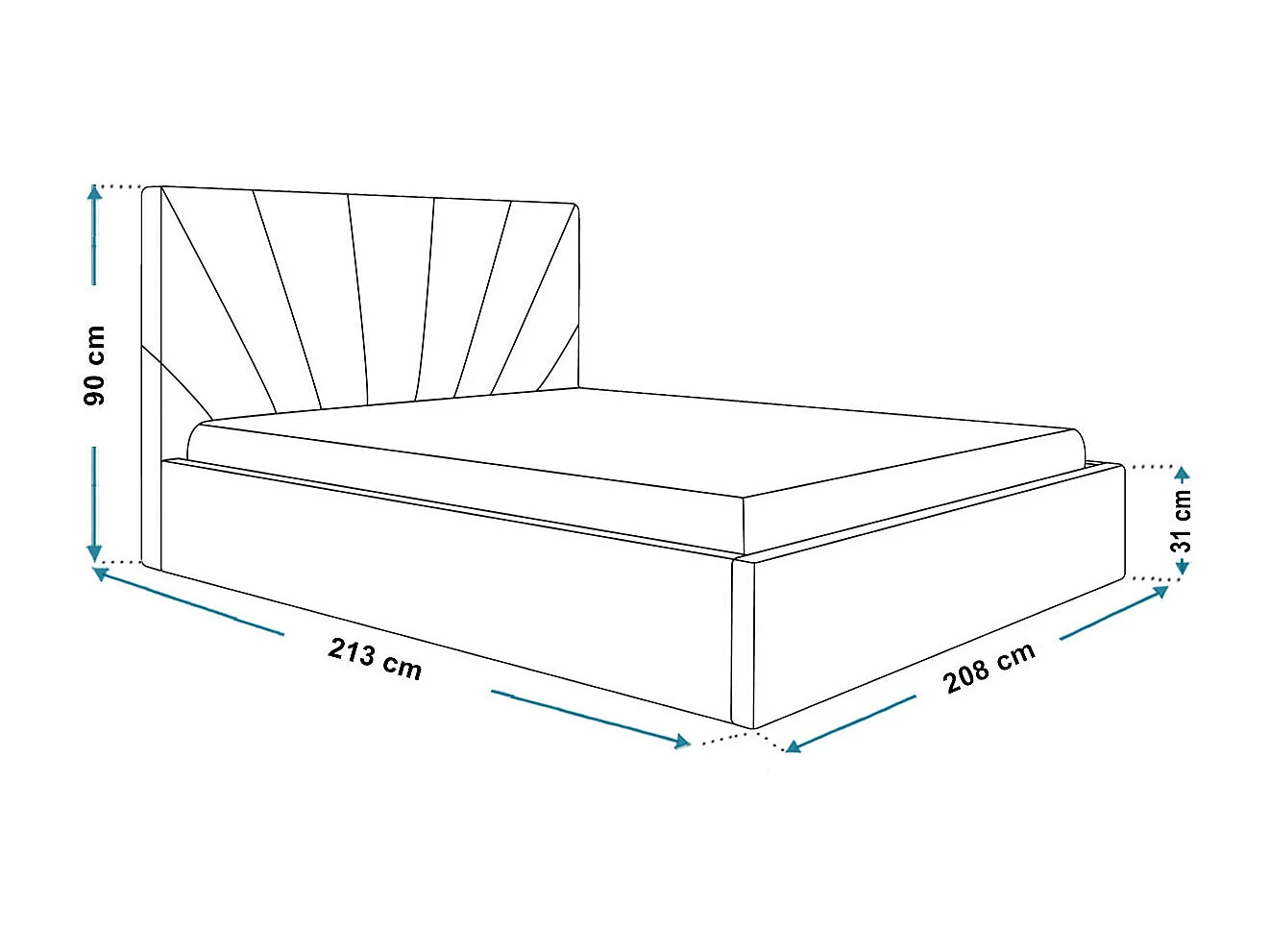 Tweepersoonsbed 200 x 200 Aris met opbergruimte - metalen lattenbodem, Groen (Kronos 19)