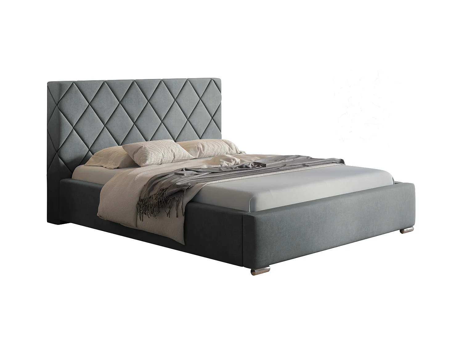 Emporius Lit rembourré 140x200 Aron - Lit double avec Rangement, Lit 140x200 cm Gris clair (Jasmine 90)