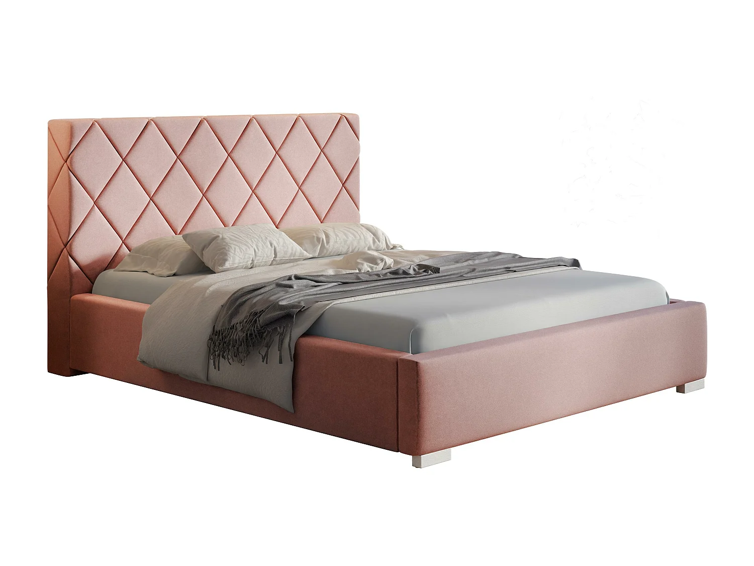Emporius Lit rembourré 180x200 Aron - Lit double avec Rangement, Lit 140x200 cm Rose (Jasmine 61)