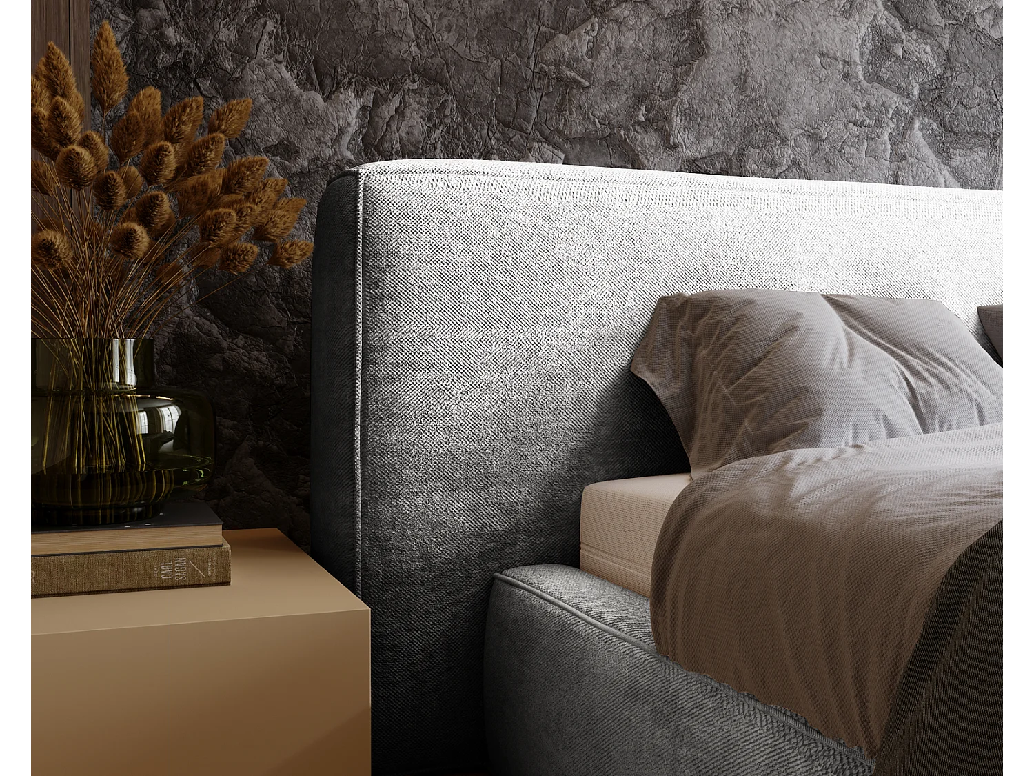 Emporius bed 160 x 200 cm Vitoria - gestoffeerd bed met opbergruimte, fluweel bed Lichtgrijs (Symphony 19)