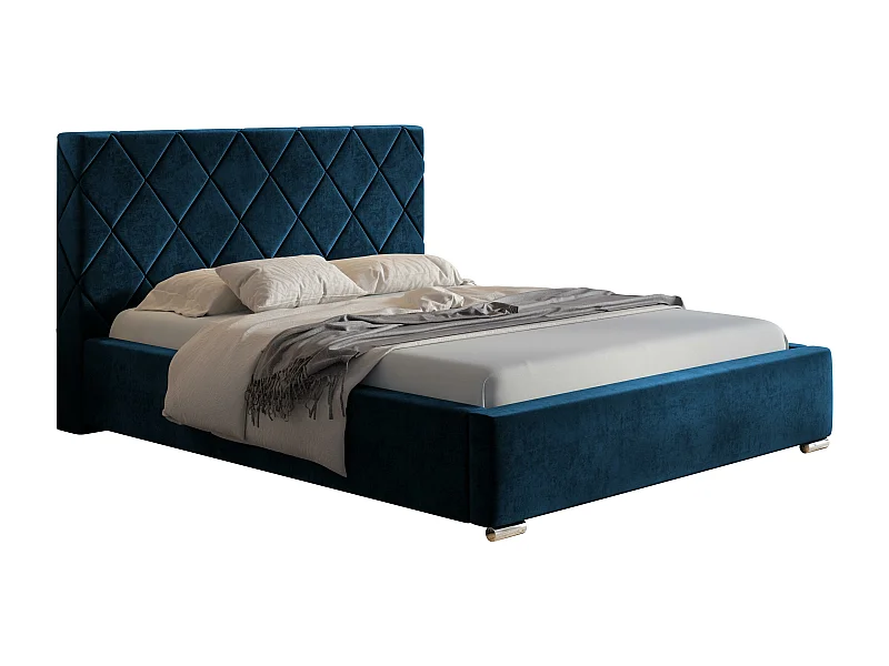 Emporius bed met opbergruimte 180x200 Aron - tweepersoonsbed, lattenbodem, bedlade, gestoffeerd bed 180x200 - Blau (Monolith 77)