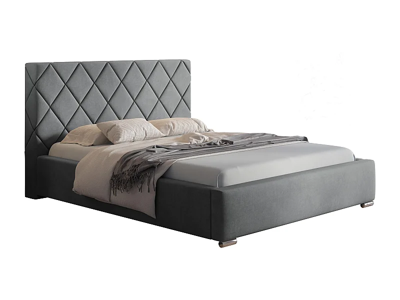 Emporius Lit rembourré 160x200 Aron - Lit double avec Rangement, Lit 140x200 cm Gris clair (Jasmine 90)
