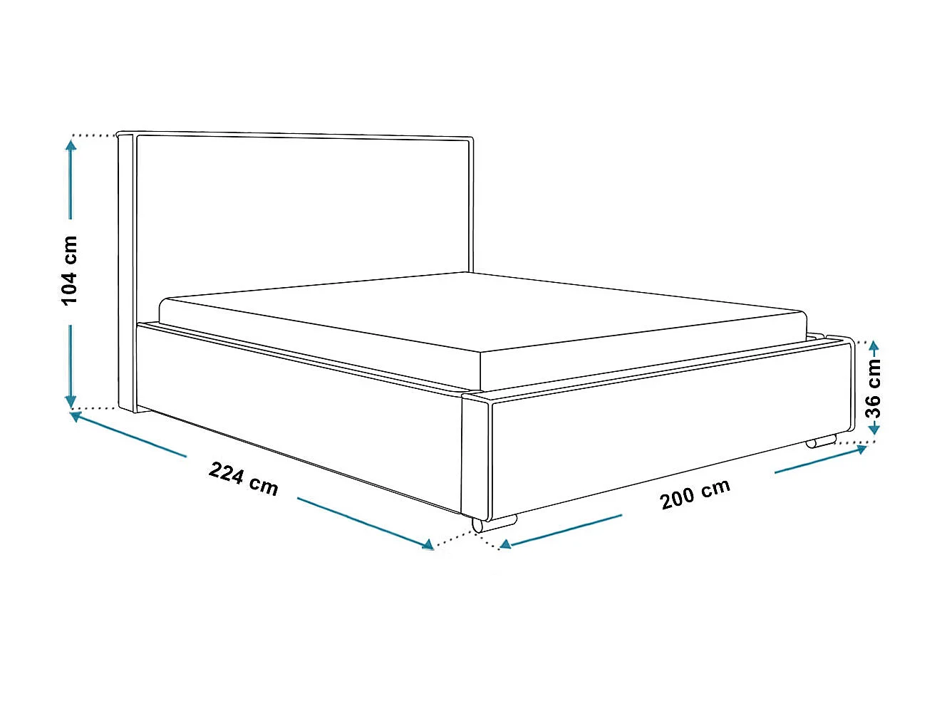Lit double 180x200 Sydney avec rangement - Lit design, tissu velours, Noir (Amor Velvet 4322)