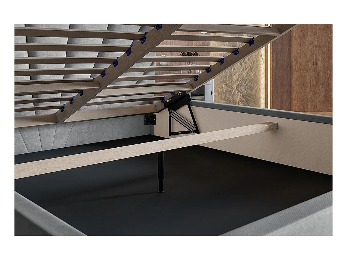 Emporius Lit double 180 x 200 cm Aris - Lit Adulte avec Rangment, Lit adulte - Tissu Velvet - Bleu (Kronos 09)