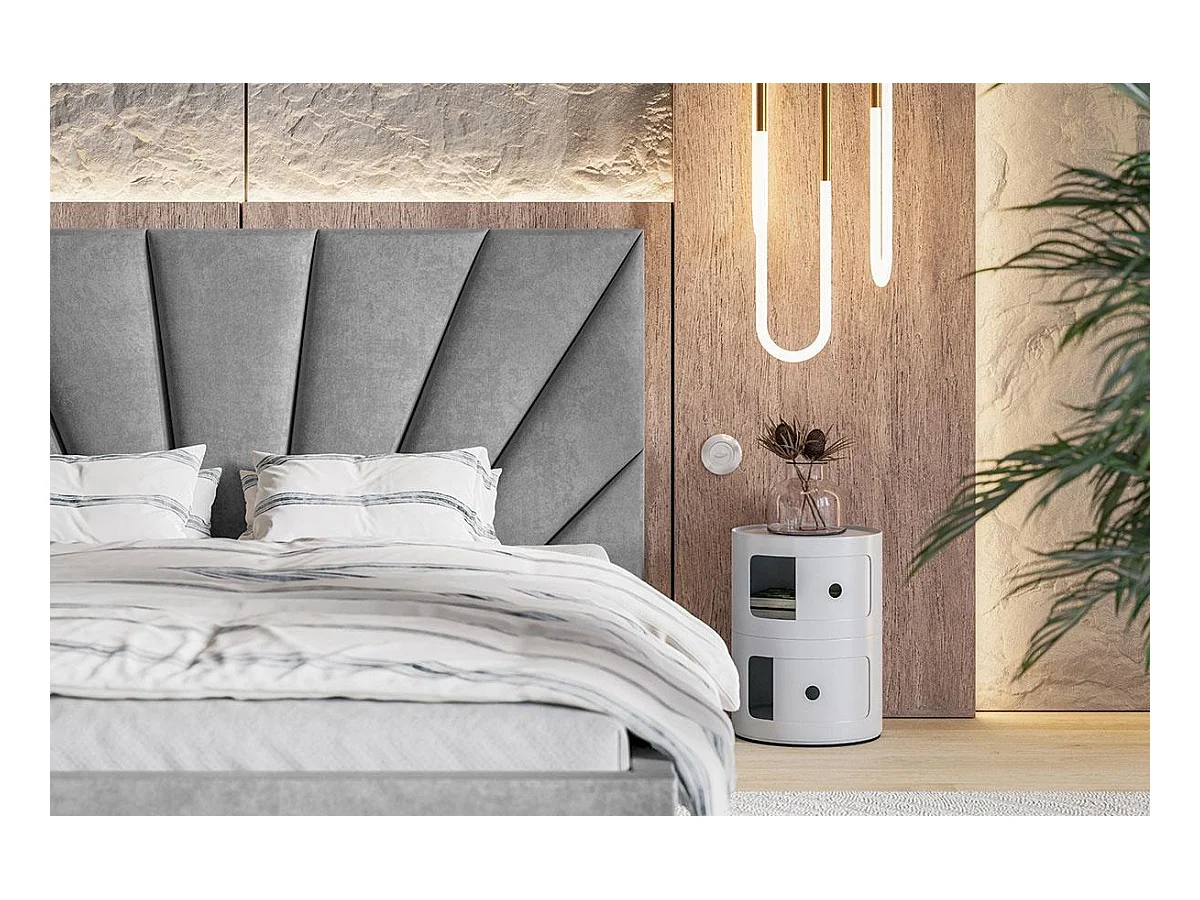 Emporius Lit double 180 x 200 cm Aris - Lit Adulte avec Rangment, Lit adulte - Tissu Velvet - Bleu (Kronos 09)