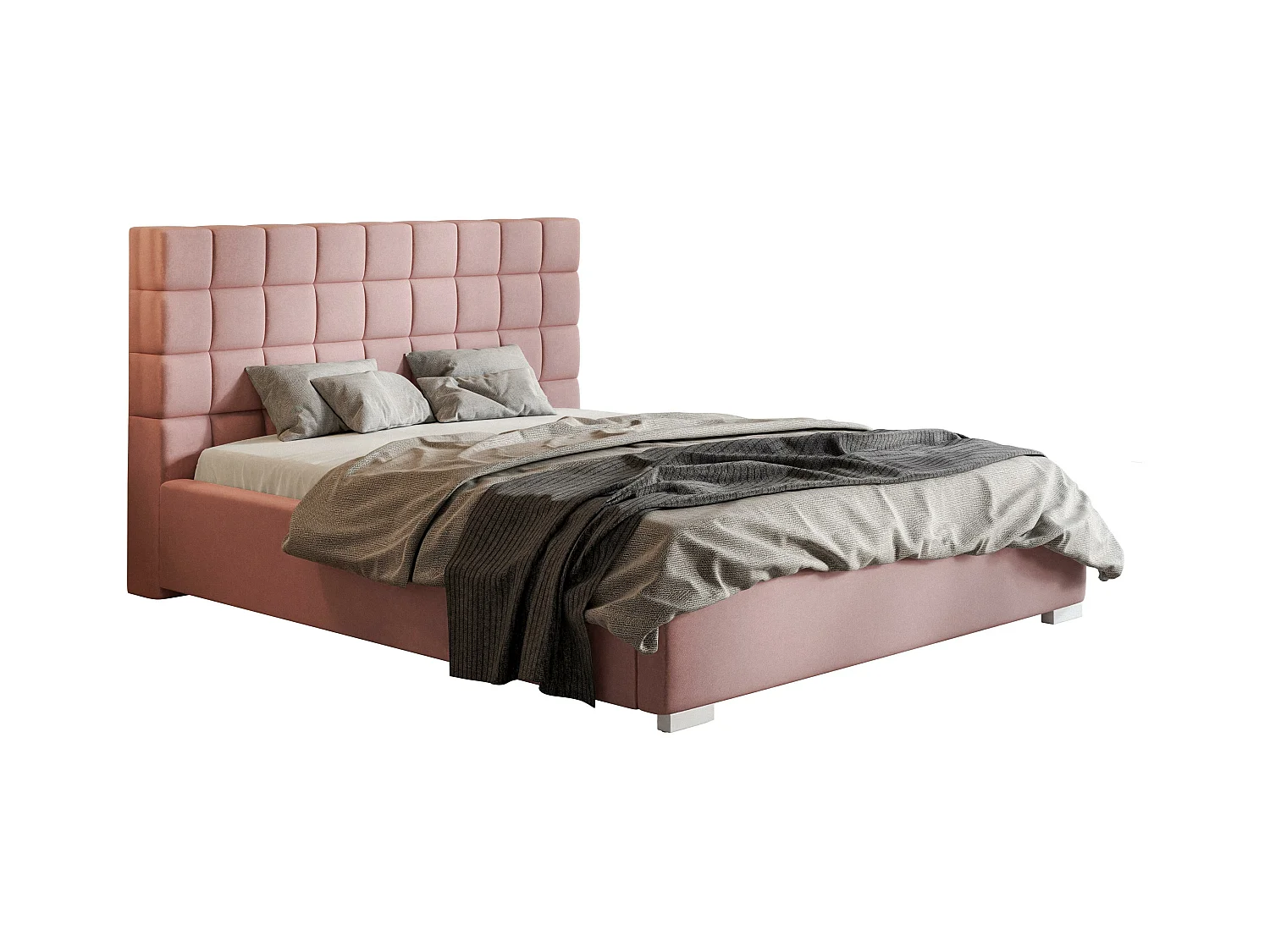 Emporius Lit 180x200 adulte avec Rangement Noris - Lit double Lit rembourré avec Tete de Lit - Velvet Rose (Jasmine 61)