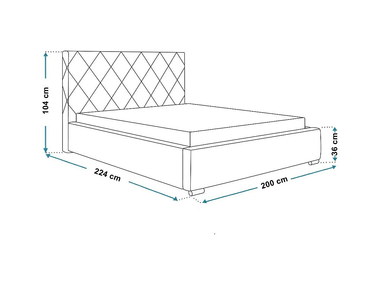 Emporius Bett 180x200 Aron, Polsterbett mit Bettkasten - Schlafzimmer, Doppelbett mit Lattenrost - Grün (Kronos 19)