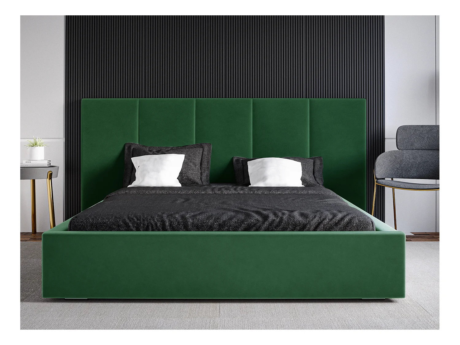 Emporius Lit rembourré 180 x 200 cm Praga - Lit avec Rangement, stoff Vert (Magic Velvet 2225)