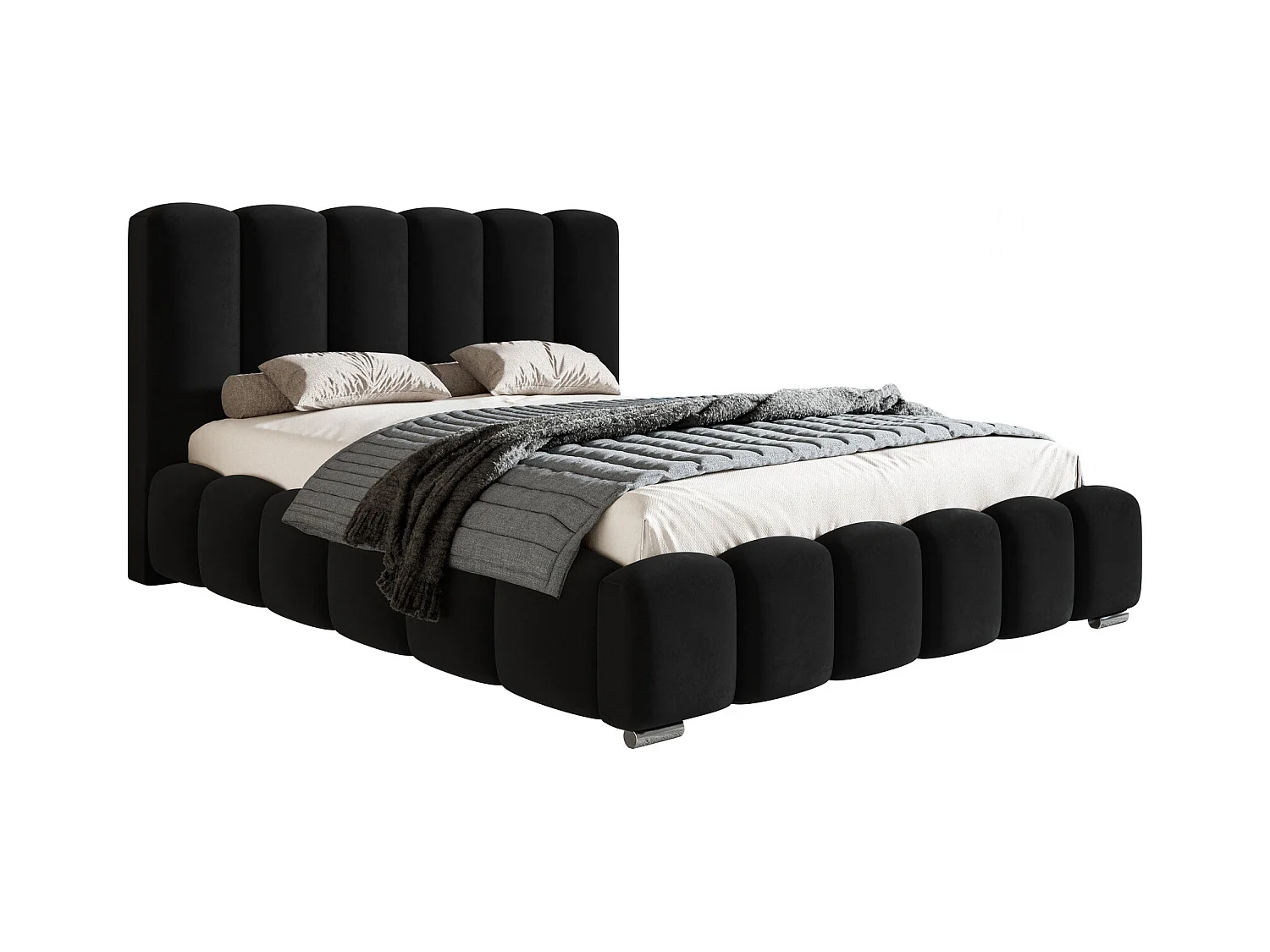 Emporius bed 140x200 cm met opbergruimte Pearl - gestoffeerd bed 140x200, fluwelen Zwart (Amor Velvet 4322)