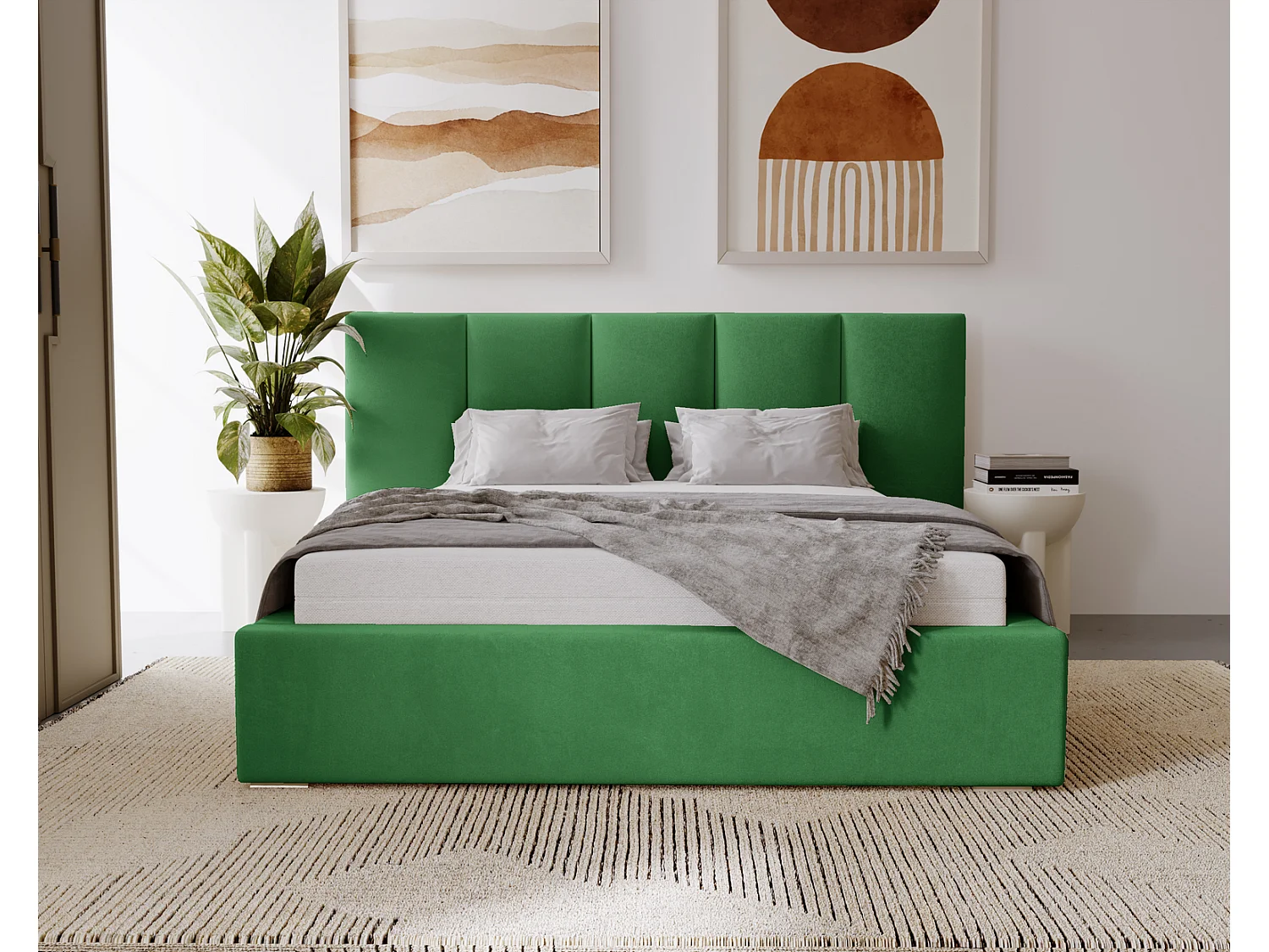 Emporius Polsterbett 140x200 Roma Slim - Bett vom Hersteller, mit Bettkasten, Velvet stoff, dickem Schaumstoff (Schwarz  - Amor Velvet 4322)