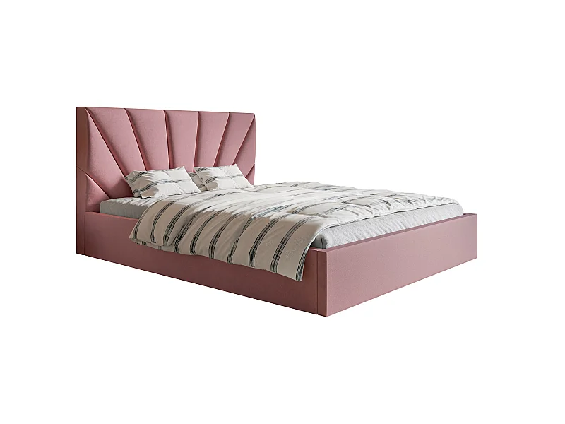 Emporius Doppelbett 180 x 200 Aris - Polsterbett mit Bettkasten, Lattenrost - Velvet Rosa (Jasmine 62)
