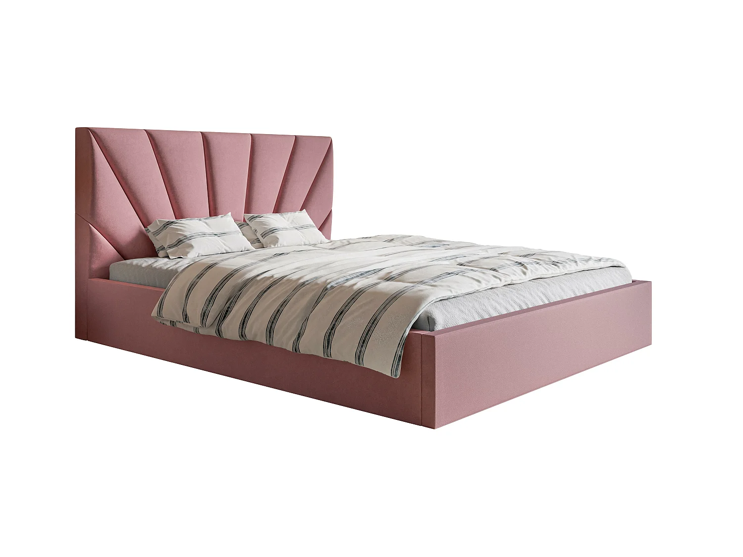 Emporius Lit double 180 x 200 cm Aris - Lit Adulte avec Rangment, Lit adulte - Tissu Velvet - Rose (Jasmine 61)
