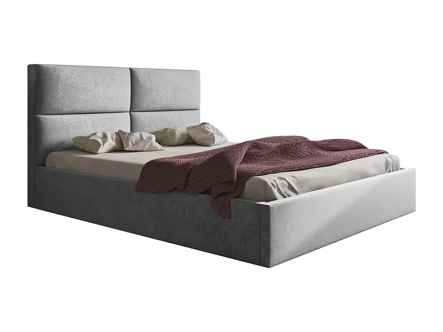Emporius bed met opbergruimte Terra - tweepersoonsbed 160 x 200 cm - fluweel Lichtgrijs (Jasmine 90)