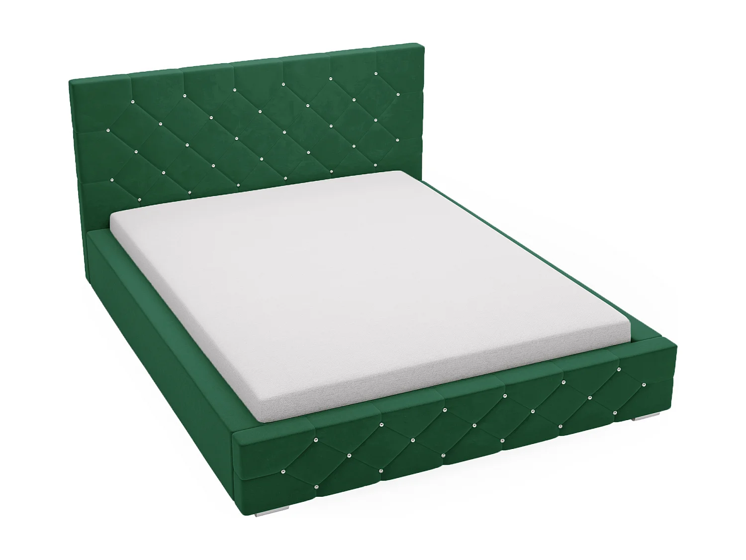Emporius Lit capitonné 180x200 Solar, Lit double 180 x 200 cm, lit adulte avec Rangment, stoff Velours Vert (Magic Velvet 2225)