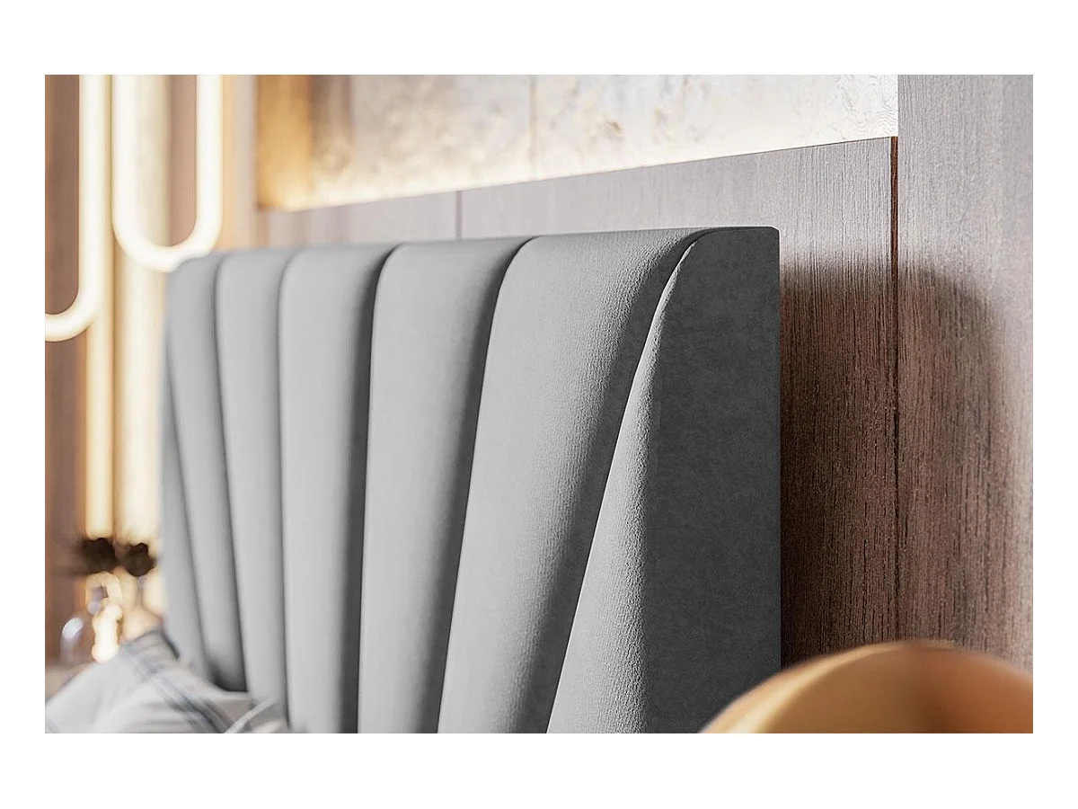 Emporius Lit double 140 x 200 cm Aris - Lit Adulte avec Rangment, Lit adulte - Tissu Velvet - Gris clair (Jasmine 90)